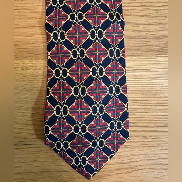 Paolo Gucci Navy Blue Horsebit Silk Neck Tie 100% Silk - Picture 4 of 8